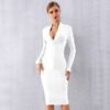 Women Bandage Vestidos Sexy Deep V Bodycon Club Midi Evening Party Dress