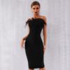 Sexy Black Feathers Sleeveless Strapless Bodycon Club Party Dress Inspired By kendall jenner at REVOLVEawards - Image 2