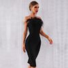 Sexy Black Feathers Sleeveless Strapless Bodycon Club Party Dress Inspired By kendall jenner at REVOLVEawards - Image 4
