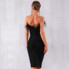 Sexy Black Feathers Sleeveless Strapless Bodycon Club Party Dress Inspired By kendall jenner at REVOLVEawards - Image 5