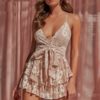 Women Beach Sexy Bow Ruffles Short Jumpsuit Romper