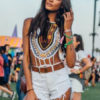 Women Bodysuit Sleeveless Cut Out Ethnic Print Top