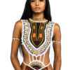 Women Bodysuit Sleeveless Cut Out Ethnic Print Top - Image 2