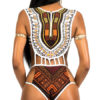 Women Bodysuit Sleeveless Cut Out Ethnic Print Top - Image 3