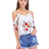 Women Floral Camis Half Sleeve Straps Cold Shoulder Chiffon Top - Image 2