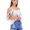 Women Floral Camis Half Sleeve Straps Cold Shoulder Chiffon Top - Image 3