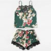Women Floral Print Lace Cami Top And Shorts Sleepwear - Image 3
