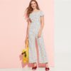 Women High Waist Wide  Heart Print Leg Jumpsuits - Image 4
