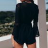 Women Lace Deep V Romper Bow Transparent Casual Playsuit - Image 4