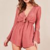 Women Lace Deep V Romper Bow Transparent Casual Playsuit - Image 6