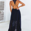 Women Maxi Dress Backless Lace Patch Sleeveless Chiffon Dress - Image 4