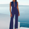 Women Sexy Sheer Sleeveless Straight Leg Jumpsuit - Image 3