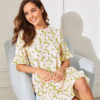 Women Sleepwear Cute Stretchy Banana Print Nightgown