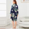 Women Tropical Print Button Up Pocket Night Dress - Image 4