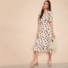 Women V-Neck A Line Fit and Flare Belted Elegant Dresses