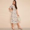 Women V-Neck A Line Fit and Flare Belted Elegant Dresses - Image 2