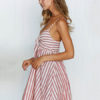Women Rainbow Stripe Strapes Knotted Mini Dress - Image 2