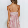 Women Rainbow Stripe Strapes Knotted Mini Dress - Image 5