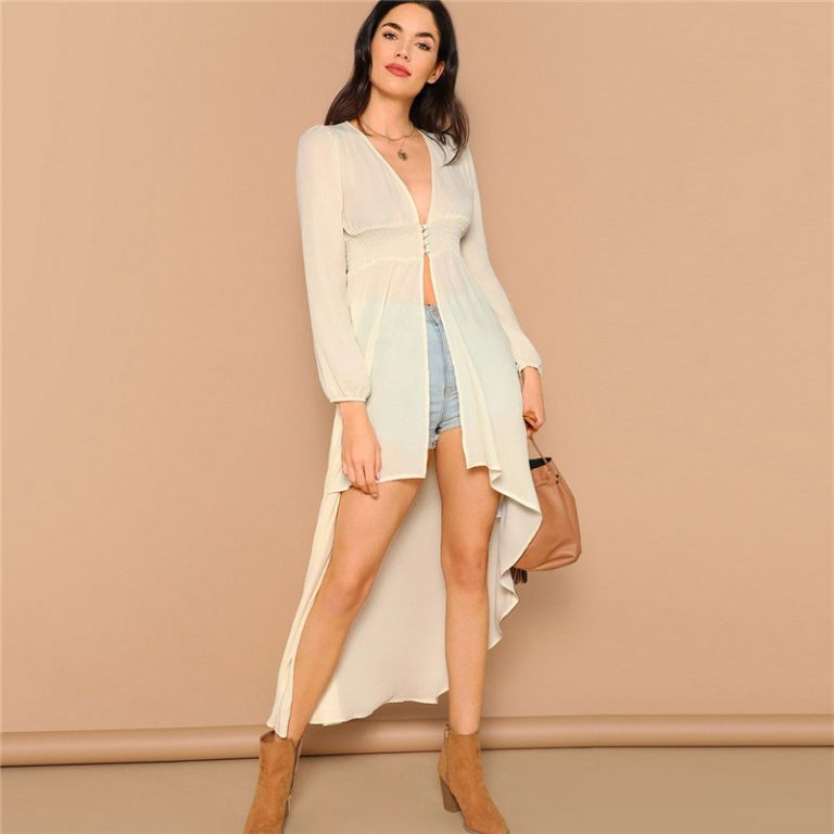 Bohemian Asymmetrical Hem Vacation Beach Long Kimono