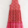 Bohemian Maxi Print Floral Button Sleeveless Dress - Image 3