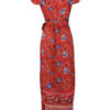Boho Maxi Dress Short Sleeve V Neck Knotted Floral Dress - Image 9