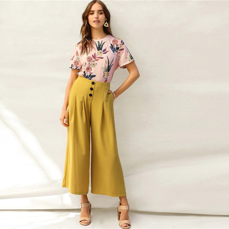 Botanical Print Casual Stylish Basic Top T Shirt - Image 9