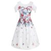 Butterfly Pattern Flared Vintage Dress