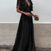 Chiffon Maxi Dress Plunging Evening Dress Sleeveless Cascading  Dress - Image 2