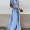 Chiffon Maxi Dress Plunging Evening Dress Sleeveless Cascading  Dress - Image 3