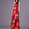 Chiffon Maxi Dress Women Long Dress Lace Up V Neck Floral Print Dress - Image 4