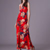Chiffon Maxi Dress Women Long Dress Lace Up V Neck Floral Print Dress - Image 3