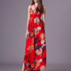 Chiffon Maxi Dress Women Long Dress Lace Up V Neck Floral Print Dress - Image 5