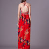 Chiffon Maxi Dress Women Long Dress Lace Up V Neck Floral Print Dress - Image 7