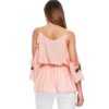 Cold Shoulder Embroidery Surplice Blouse - Image 3