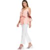 Cold Shoulder Embroidery Surplice Blouse - Image 2