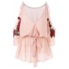 Cold Shoulder Embroidery Surplice Blouse - Image 6