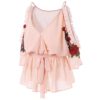 Cold Shoulder Embroidery Surplice Blouse - Image 5