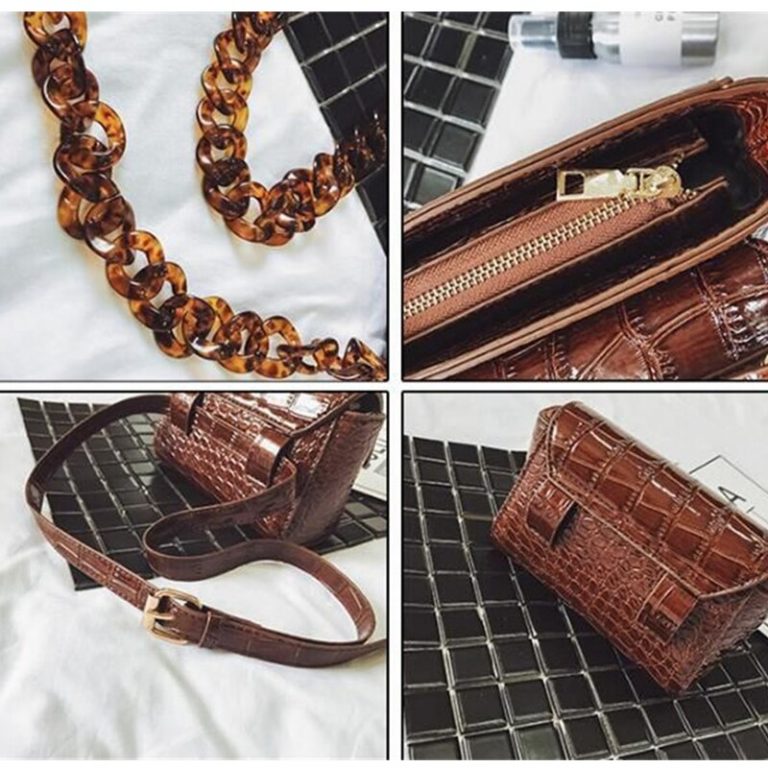 Designer Women Crocodile Leather Waist Bag - Image 3