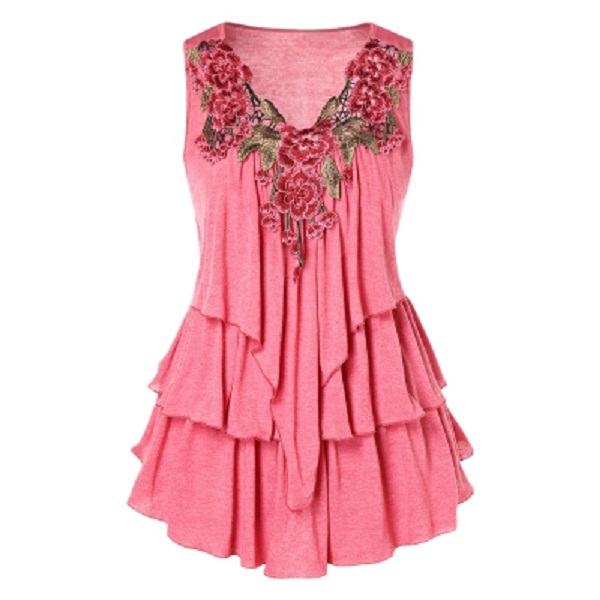 Embroidered Layered Plus Size Tank Top