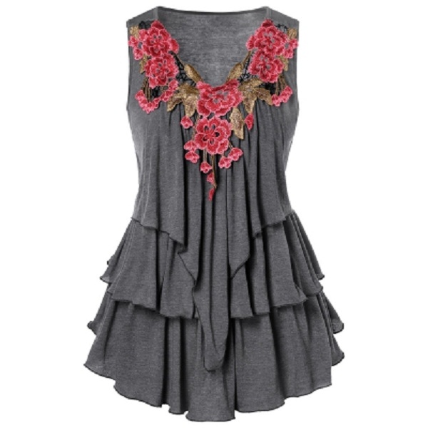 Embroidered Layered Plus Size Tank Top - Image 14