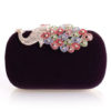 Evening Clutch Bag Wedding Box Handbag Rhinestone Peacock Deco Bridal Purse - Image 3
