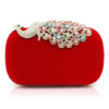 Evening Clutch Bag Wedding Box Handbag Rhinestone Peacock Deco Bridal Purse - Image 5