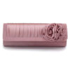 Evening Clutch Wedding Handbag Satin Flower Pleated Bridal Purse - Image 3