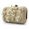 Evening Handbags Glitter Pearl Flower Horizontal Mini Wedding Clutch Bags - Image 4