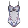 Female flowers embroidered mesh shear  teddies Sexy Lingerie Bodysuit - Image 7