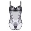 Female flowers embroidered mesh shear  teddies Sexy Lingerie Bodysuit - Image 8