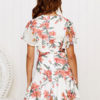 Floral Dress Short Sleeve V Neck Knotted Shaping Mini Dress - Image 3