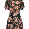 Floral Dress Short Sleeve V Neck Knotted Shaping Mini Dress - Image 8