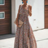 Floral Maxi Dress Sleeveless V Neck Split Dress