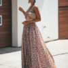 Floral Maxi Dress Sleeveless V Neck Split Dress - Image 3